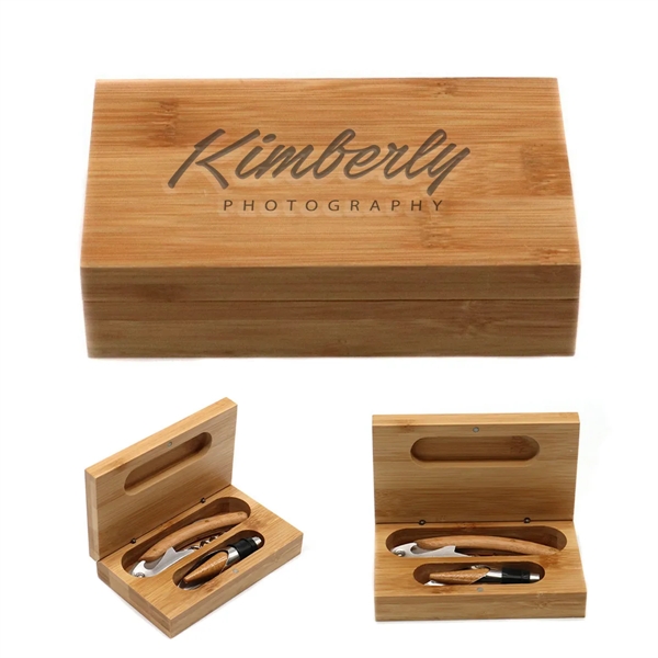 2-Piece Bamboo Wine Set - 2-Piece Bamboo Wine Set - Image 0 of 3