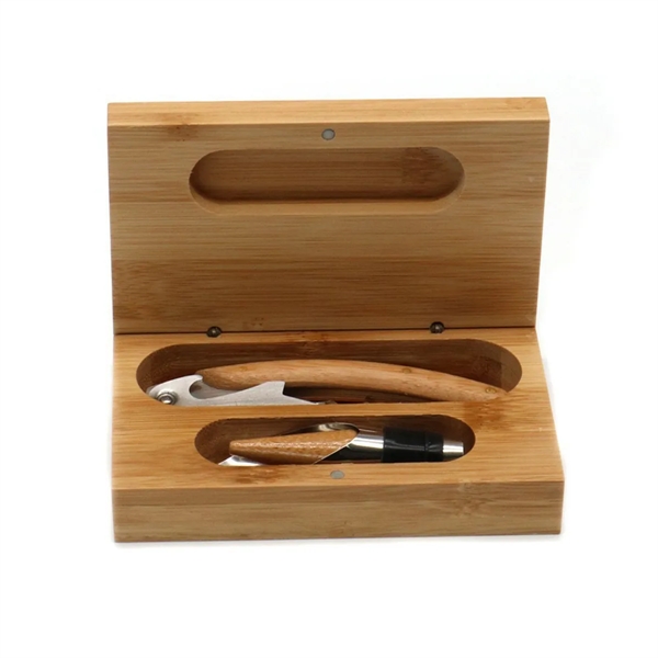 2-Piece Bamboo Wine Set - 2-Piece Bamboo Wine Set - Image 2 of 3