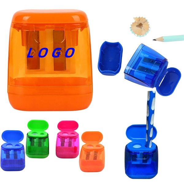 Plastic Double-hole Pencil Sharpener - Plastic Double-hole Pencil Sharpener - Image 0 of 2