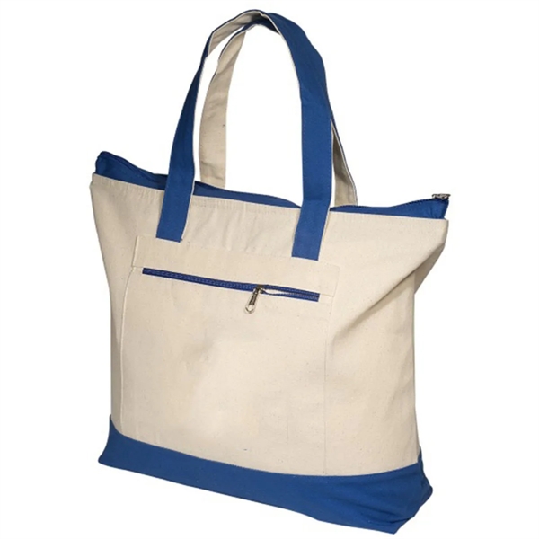 Zippered Heavy Cotton Canvas Boat Tote Bag - Zippered Heavy Cotton Canvas Boat Tote Bag - Image 2 of 4