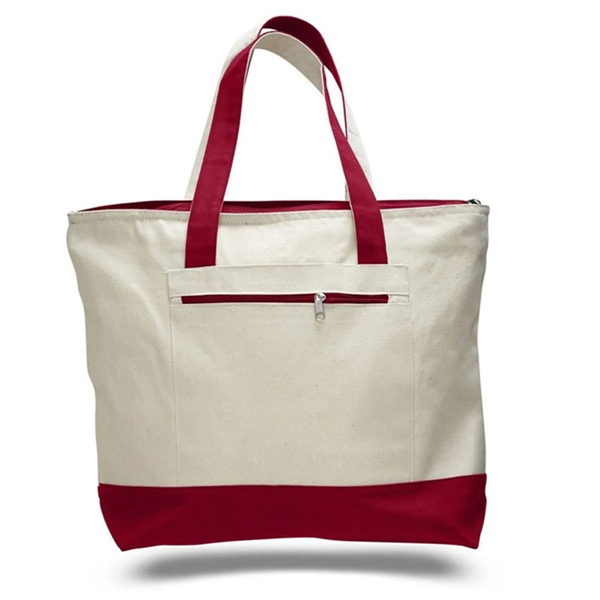 Zippered Heavy Cotton Canvas Boat Tote Bag - Zippered Heavy Cotton Canvas Boat Tote Bag - Image 4 of 4