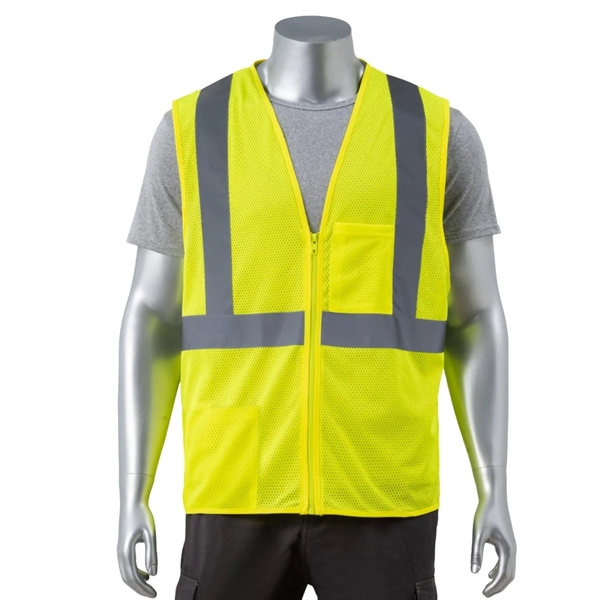 High Viz Class 2 Reflective Tape Safety Zipper Vest - High Viz Class 2 Reflective Tape Safety Zipper Vest - Image 0 of 3