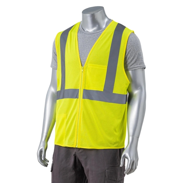 High Viz Class 2 Reflective Tape Safety Zipper Vest - High Viz Class 2 Reflective Tape Safety Zipper Vest - Image 1 of 3