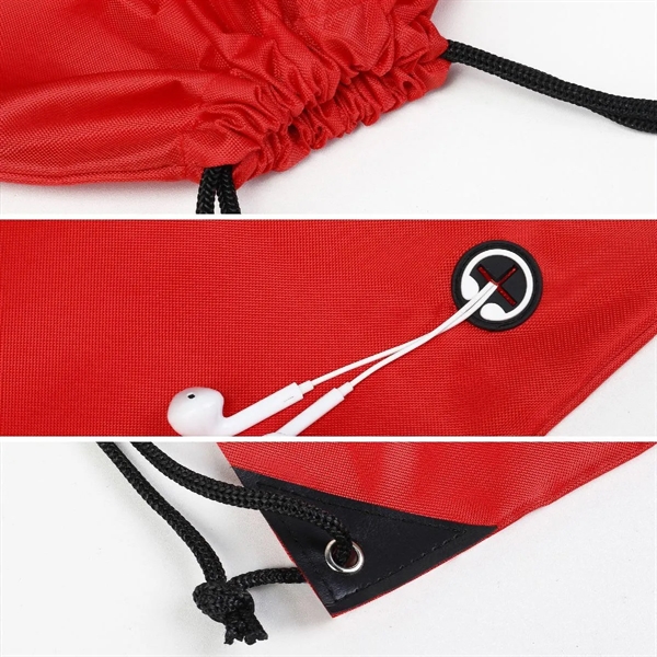 Heavy Duty Drawstring Backpack With Front Zipper 420D - Heavy Duty Drawstring Backpack With Front Zipper 420D - Image 2 of 11