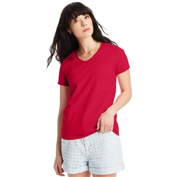 Hanes Ladies 5.2 Oz. ComfortSoft&reg; V-Neck Cotton T-Shirt - Hanes Ladies 5.2 Oz. ComfortSoft&reg; V-Neck Cotton T-Shirt - Image 0 of 5