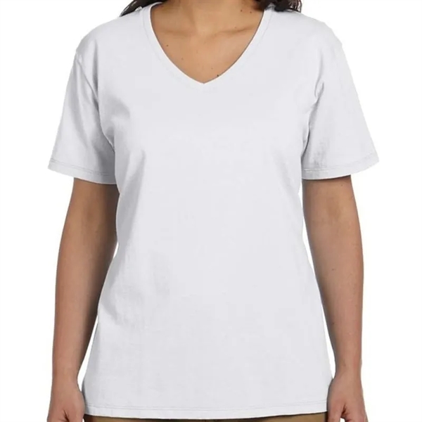 Hanes Ladies 5.2 Oz. ComfortSoft&reg; V-Neck Cotton T-Shirt - Hanes Ladies 5.2 Oz. ComfortSoft&reg; V-Neck Cotton T-Shirt - Image 1 of 5