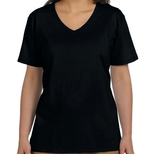 Hanes Ladies 5.2 Oz. ComfortSoft&reg; V-Neck Cotton T-Shirt - Hanes Ladies 5.2 Oz. ComfortSoft&reg; V-Neck Cotton T-Shirt - Image 2 of 5