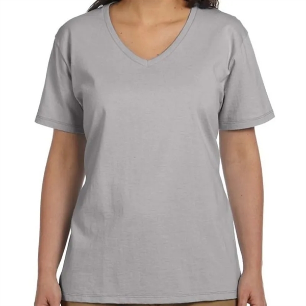 Hanes Ladies 5.2 Oz. ComfortSoft&reg; V-Neck Cotton T-Shirt - Hanes Ladies 5.2 Oz. ComfortSoft&reg; V-Neck Cotton T-Shirt - Image 4 of 5