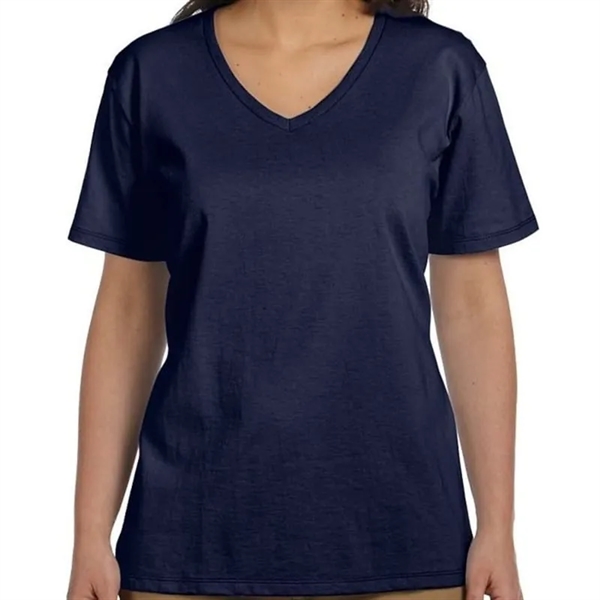 Hanes Ladies 5.2 Oz. ComfortSoft&reg; V-Neck Cotton T-Shirt - Hanes Ladies 5.2 Oz. ComfortSoft&reg; V-Neck Cotton T-Shirt - Image 5 of 5