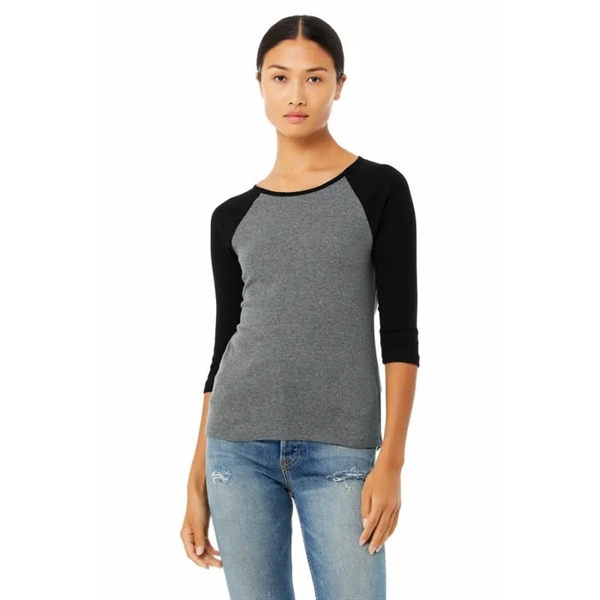 Bella Ladies Stretch Rib 3/4-Sleeve Contrast Raglan T-Shirt - Bella Ladies Stretch Rib 3/4-Sleeve Contrast Raglan T-Shirt - Image 0 of 10