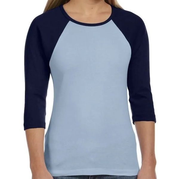 Bella Ladies Stretch Rib 3/4-Sleeve Contrast Raglan T-Shirt - Bella Ladies Stretch Rib 3/4-Sleeve Contrast Raglan T-Shirt - Image 1 of 10