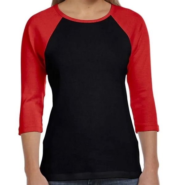 Bella Ladies Stretch Rib 3/4-Sleeve Contrast Raglan T-Shirt - Bella Ladies Stretch Rib 3/4-Sleeve Contrast Raglan T-Shirt - Image 2 of 10