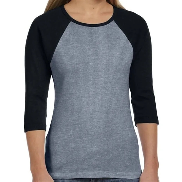 Bella Ladies Stretch Rib 3/4-Sleeve Contrast Raglan T-Shirt - Bella Ladies Stretch Rib 3/4-Sleeve Contrast Raglan T-Shirt - Image 3 of 10