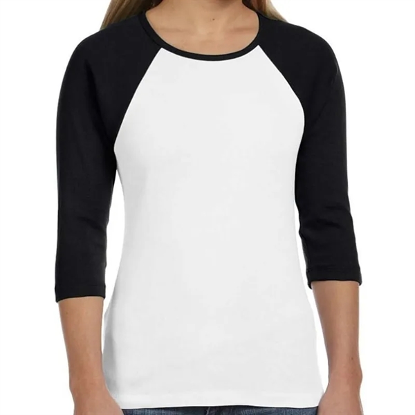 Bella Ladies Stretch Rib 3/4-Sleeve Contrast Raglan T-Shirt - Bella Ladies Stretch Rib 3/4-Sleeve Contrast Raglan T-Shirt - Image 5 of 10