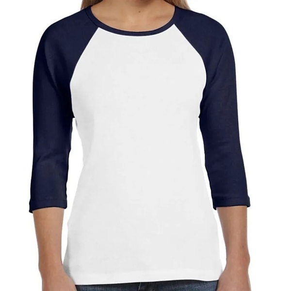 Bella Ladies Stretch Rib 3/4-Sleeve Contrast Raglan T-Shirt - Bella Ladies Stretch Rib 3/4-Sleeve Contrast Raglan T-Shirt - Image 7 of 10