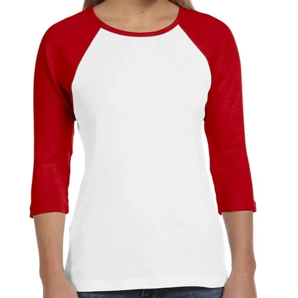 Bella Ladies Stretch Rib 3/4-Sleeve Contrast Raglan T-Shirt - Bella Ladies Stretch Rib 3/4-Sleeve Contrast Raglan T-Shirt - Image 9 of 10