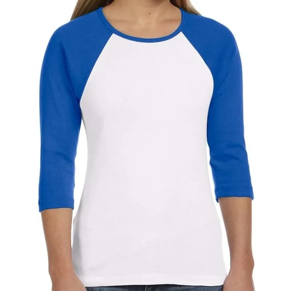 Bella Ladies Stretch Rib 3/4-Sleeve Contrast Raglan T-Shirt - Bella Ladies Stretch Rib 3/4-Sleeve Contrast Raglan T-Shirt - Image 10 of 10