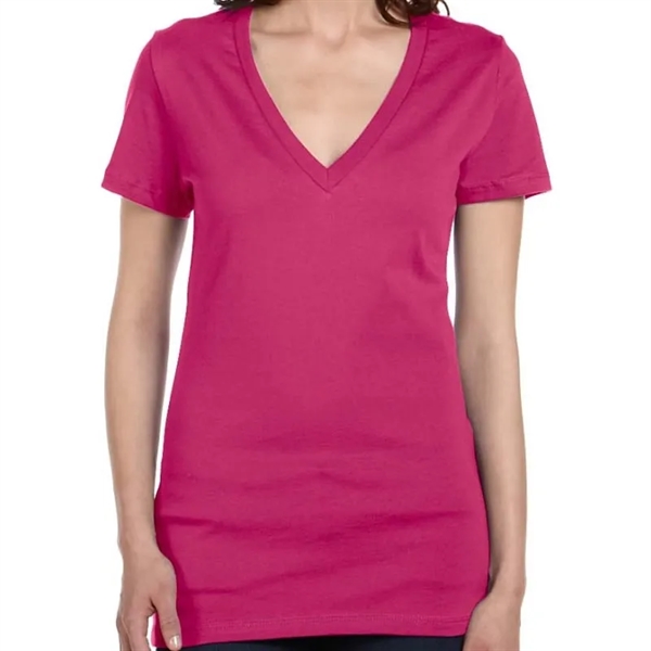 Bella Ladies Jersey Short-Sleeve Deep V-Neck T-Shirt - Bella Ladies Jersey Short-Sleeve Deep V-Neck T-Shirt - Image 6 of 27