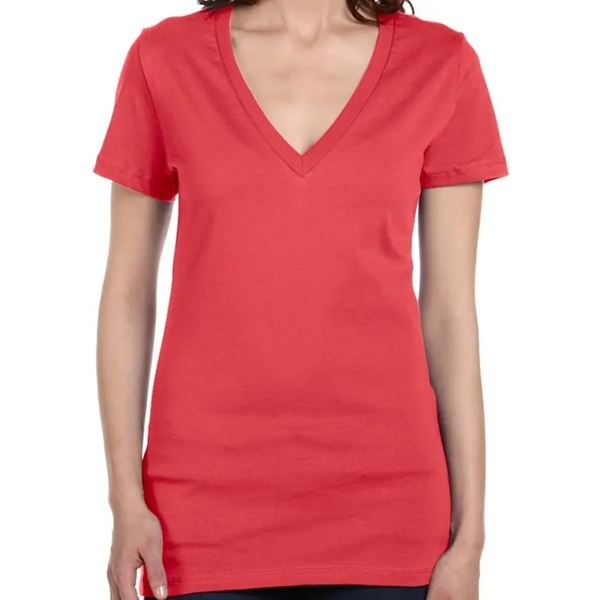 Bella Ladies Jersey Short-Sleeve Deep V-Neck T-Shirt - Bella Ladies Jersey Short-Sleeve Deep V-Neck T-Shirt - Image 10 of 27