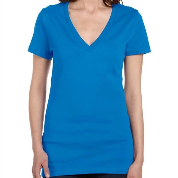 Bella Ladies Jersey Short-Sleeve Deep V-Neck T-Shirt - Bella Ladies Jersey Short-Sleeve Deep V-Neck T-Shirt - Image 17 of 27