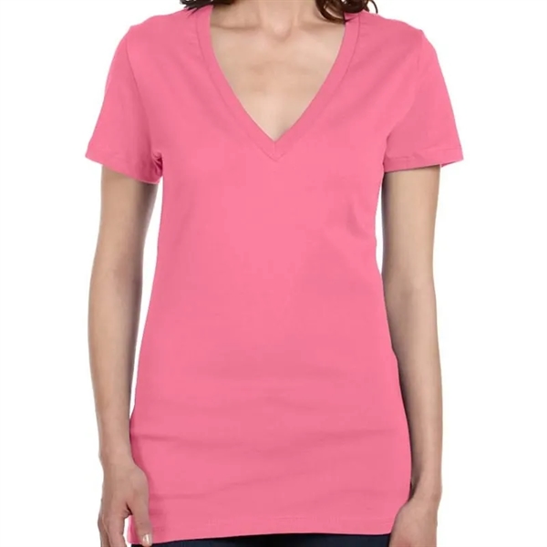 Bella Ladies Jersey Short-Sleeve Deep V-Neck T-Shirt - Bella Ladies Jersey Short-Sleeve Deep V-Neck T-Shirt - Image 19 of 27