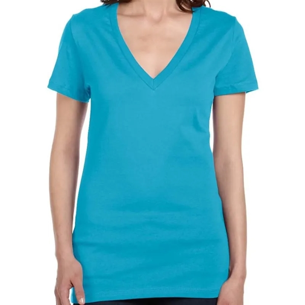 Bella Ladies Jersey Short-Sleeve Deep V-Neck T-Shirt - Bella Ladies Jersey Short-Sleeve Deep V-Neck T-Shirt - Image 26 of 27