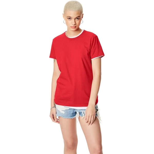 Hanes Ladies 4.5 Oz., 100% Ringspun Cotton Nano-T&reg; T-... - Hanes Ladies 4.5 Oz., 100% Ringspun Cotton Nano-T&reg; T-... - Image 0 of 5