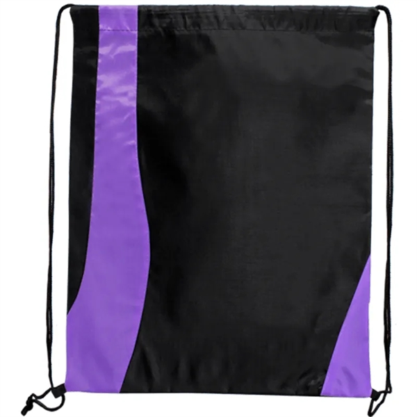 Two Tone Wavy Drawstring Tote Bags - Two Tone Wavy Drawstring Tote Bags - Image 4 of 7