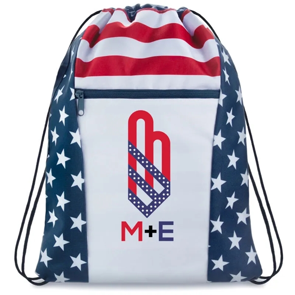 Custom American Flag Drawstring Tote Bags - Custom American Flag Drawstring Tote Bags - Image 0 of 2