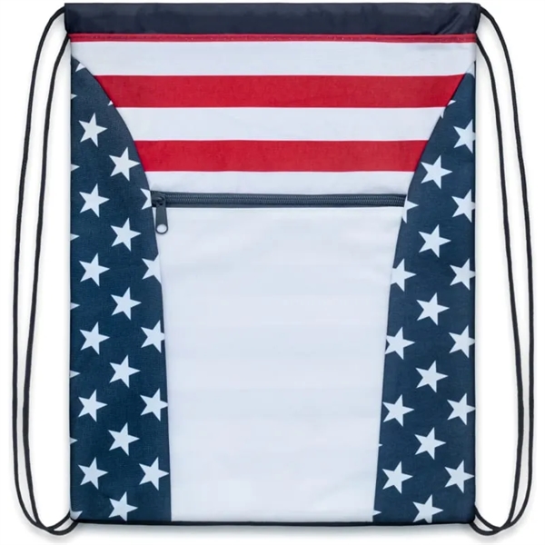 Custom American Flag Drawstring Tote Bags - Custom American Flag Drawstring Tote Bags - Image 2 of 2