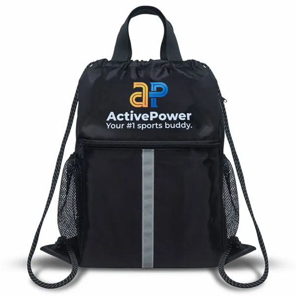 Drawstring Sports Backpack Bags With Bottle Holders - Drawstring Sports Backpack Bags With Bottle Holders - Image 0 of 2