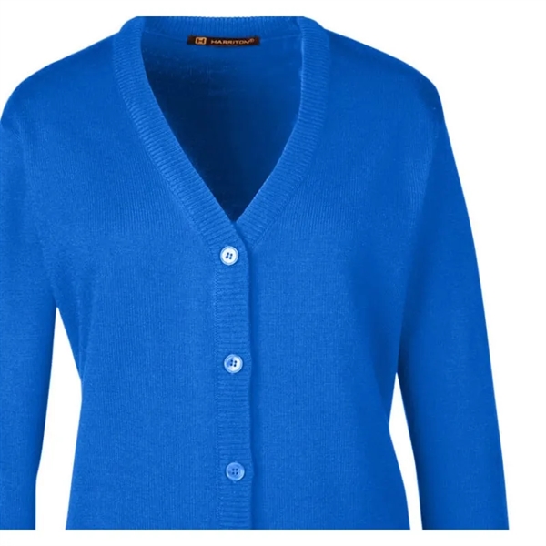 Harriton Ladies' Pilbloc™ V-Neck Button Cardigan Sweater - Harriton Ladies' Pilbloc™ V-Neck Button Cardigan Sweater - Image 6 of 6