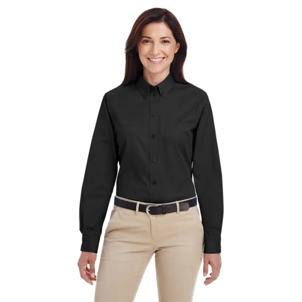 Harriton Ladies' Foundation 100% Cotton Long-Sleeve Twill... - Harriton Ladies' Foundation 100% Cotton Long-Sleeve Twill... - Image 0 of 9