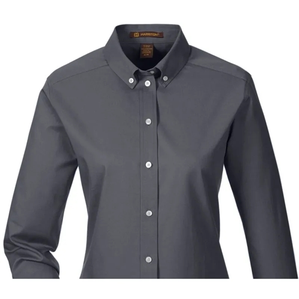 Harriton Ladies' Foundation 100% Cotton Long-Sleeve Twill... - Harriton Ladies' Foundation 100% Cotton Long-Sleeve Twill... - Image 3 of 9