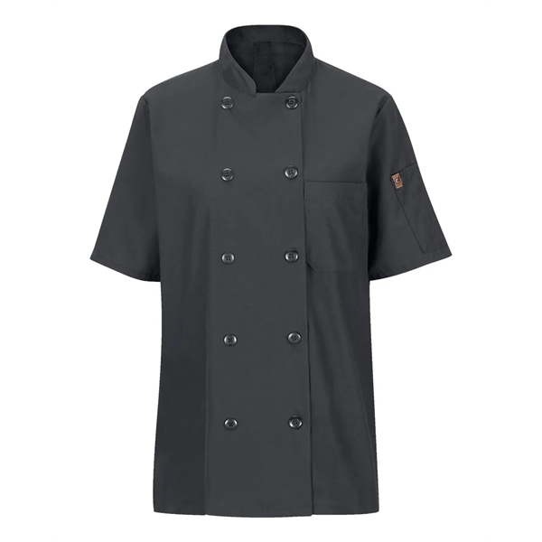 Chef Designs Women's Mimix™ Short Sleeve Chef Coat with O... - Chef Designs Women's Mimix™ Short Sleeve Chef Coat with O... - Image 3 of 10