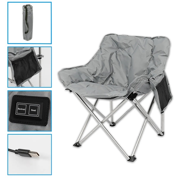 USB Heated Folding Camping Lawn Moon Chairs with Cushioned - USB Heated Folding Camping Lawn Moon Chairs with Cushioned - Image 1 of 3