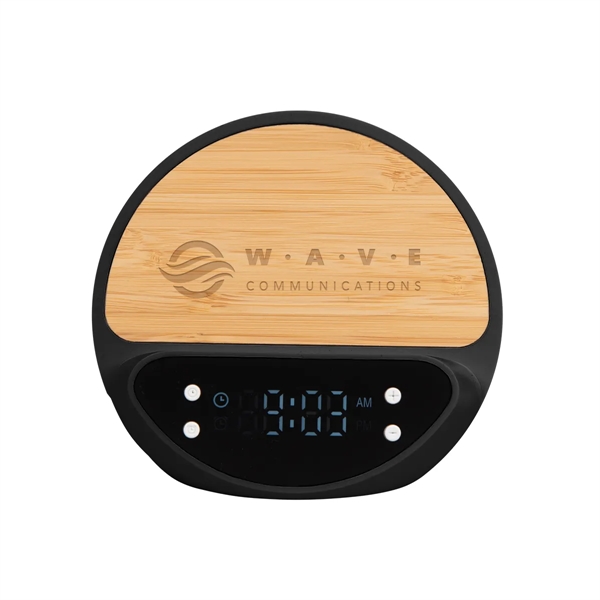 10W Bamboo Wireless Charger With Digital Clock - 10W Bamboo Wireless Charger With Digital Clock - Image 3 of 4