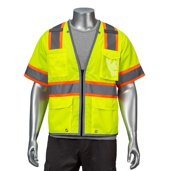 Premium Knitted Hi Vis Class 3 Safety Vest with 6 Pockets - Premium Knitted Hi Vis Class 3 Safety Vest with 6 Pockets - Image 1 of 6