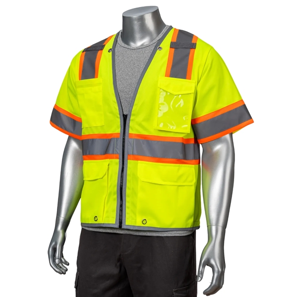 Premium Knitted Hi Vis Class 3 Safety Vest with 6 Pockets - Premium Knitted Hi Vis Class 3 Safety Vest with 6 Pockets - Image 2 of 6