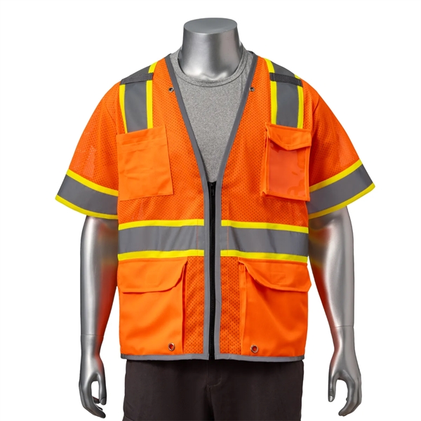 Premium Knitted Hi Vis Class 3 Safety Vest with 6 Pockets - Premium Knitted Hi Vis Class 3 Safety Vest with 6 Pockets - Image 4 of 6