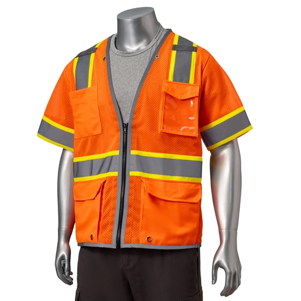 Premium Knitted Hi Vis Class 3 Safety Vest with 6 Pockets - Premium Knitted Hi Vis Class 3 Safety Vest with 6 Pockets - Image 5 of 6