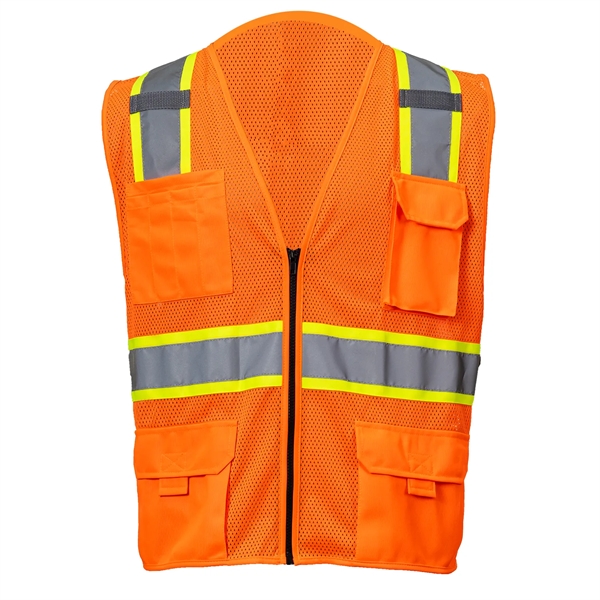 Hi-Viz Class 2 Reflective Tape Safety Zipper Vest 4 Pockets - Hi-Viz Class 2 Reflective Tape Safety Zipper Vest 4 Pockets - Image 1 of 6