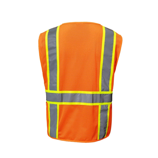 Hi-Viz Class 2 Reflective Tape Safety Zipper Vest 4 Pockets - Hi-Viz Class 2 Reflective Tape Safety Zipper Vest 4 Pockets - Image 3 of 6