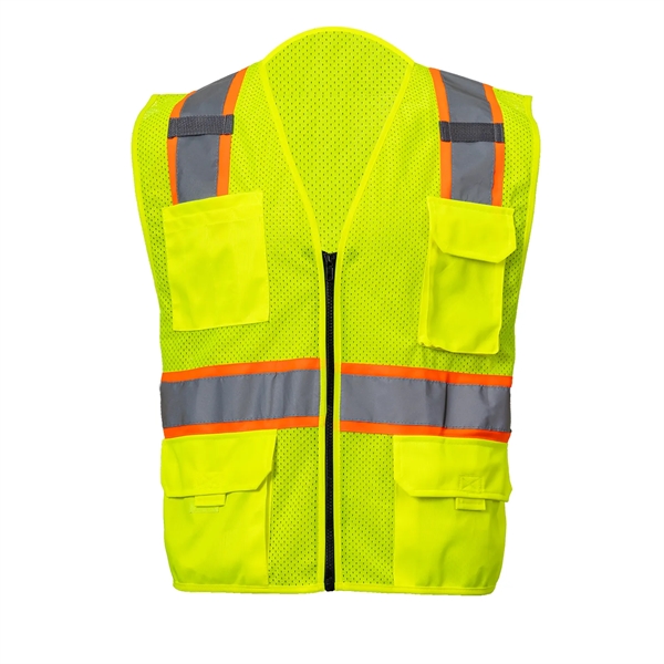 Hi-Viz Class 2 Reflective Tape Safety Zipper Vest 4 Pockets - Hi-Viz Class 2 Reflective Tape Safety Zipper Vest 4 Pockets - Image 4 of 6