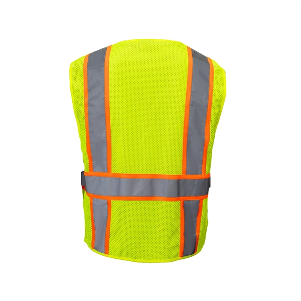 Hi-Viz Class 2 Reflective Tape Safety Zipper Vest 4 Pockets - Hi-Viz Class 2 Reflective Tape Safety Zipper Vest 4 Pockets - Image 6 of 6