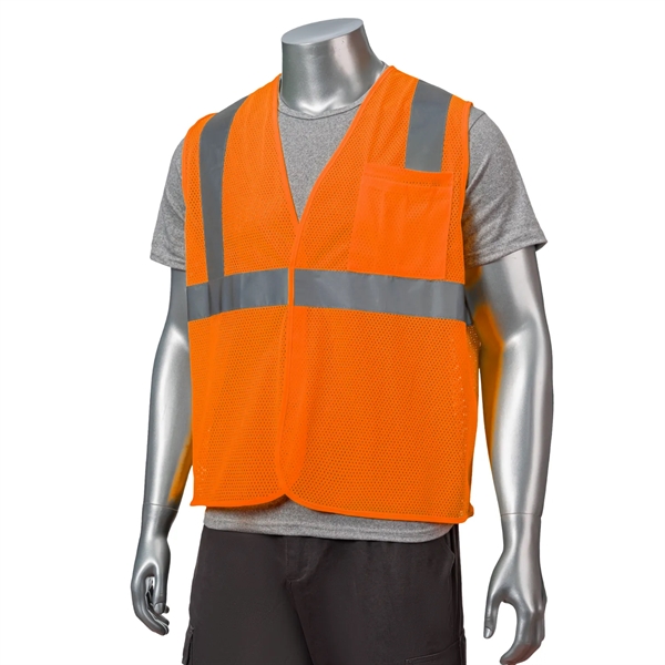 High Viz Reflective Mesh Safety Hook & Loop Vest With Pocket - High Viz Reflective Mesh Safety Hook & Loop Vest With Pocket - Image 1 of 5