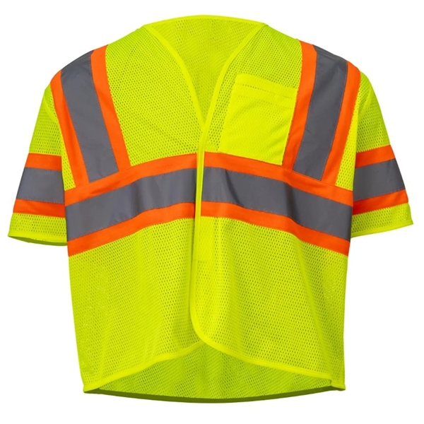 Hi Vis Reflective Tape Mesh Class 3 Safety Hook & Loop Vest - Hi Vis Reflective Tape Mesh Class 3 Safety Hook & Loop Vest - Image 2 of 8