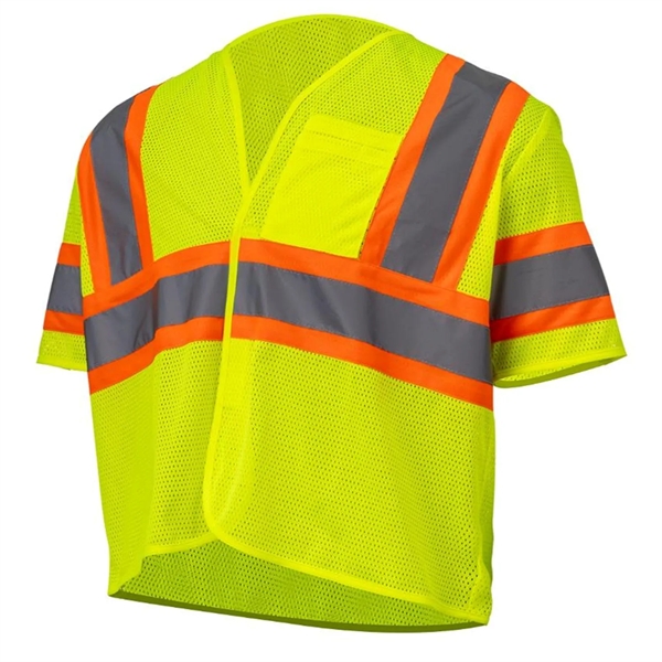 Hi Vis Reflective Tape Mesh Class 3 Safety Hook & Loop Vest - Hi Vis Reflective Tape Mesh Class 3 Safety Hook & Loop Vest - Image 3 of 8