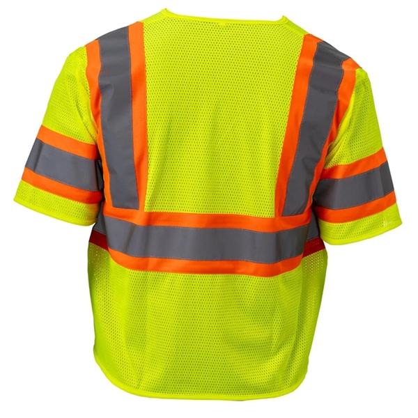 Hi Vis Reflective Tape Mesh Class 3 Safety Hook & Loop Vest - Hi Vis Reflective Tape Mesh Class 3 Safety Hook & Loop Vest - Image 4 of 8