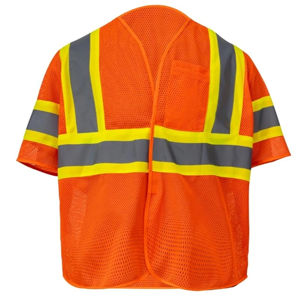 Hi Vis Reflective Tape Mesh Class 3 Safety Hook & Loop Vest - Hi Vis Reflective Tape Mesh Class 3 Safety Hook & Loop Vest - Image 5 of 8